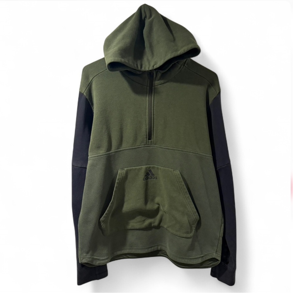 adidas Olive Green Half-Zip Hoodie Size Men’s Large